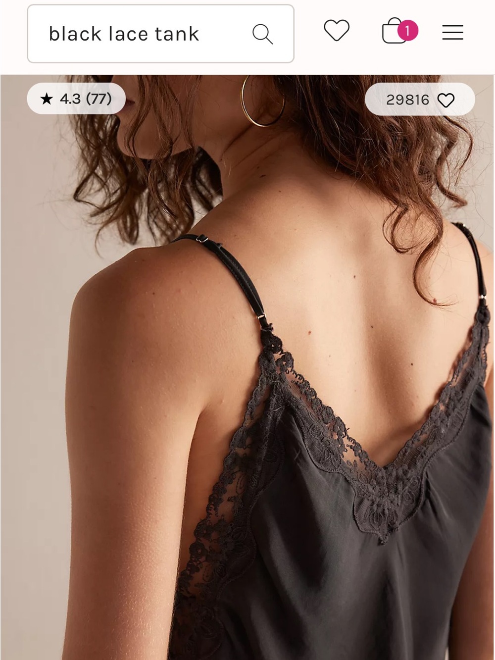 Free People Black Lace top someone like you - Picture 3 of 6